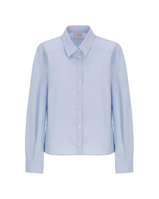 Emme Blue Rhinestone-Embellished Long-Sleeve Shirt