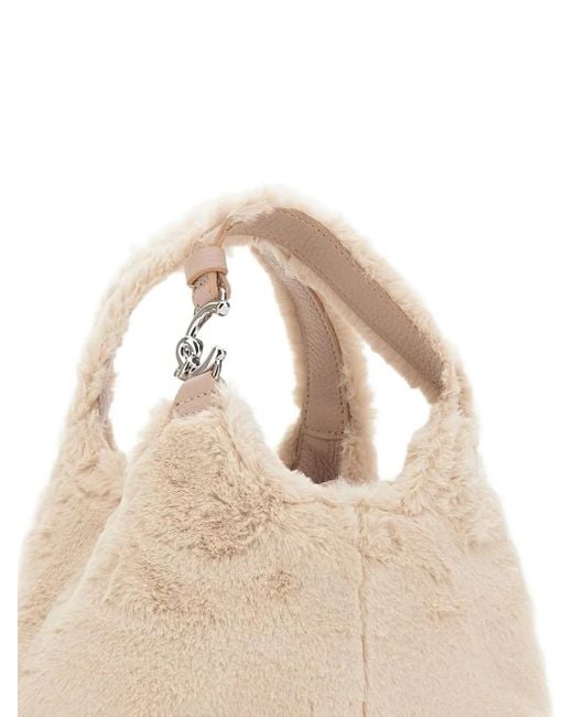 Coccinelle Natural C-Easy Faux-Fur Top Handle Tote Bag
