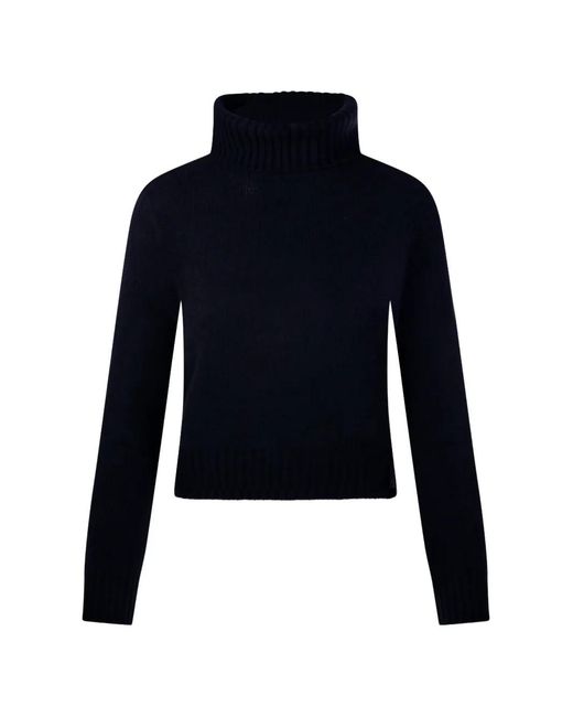 Be You Blue Roll-Neck Ribbed-Trim Sweater
