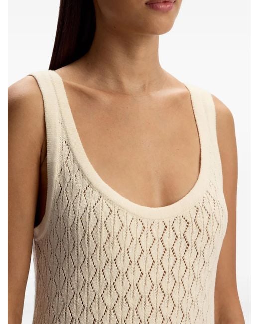 12 STOREEZ Gebreide Pointelle Maxi-Jurk Met V-Hals in het White