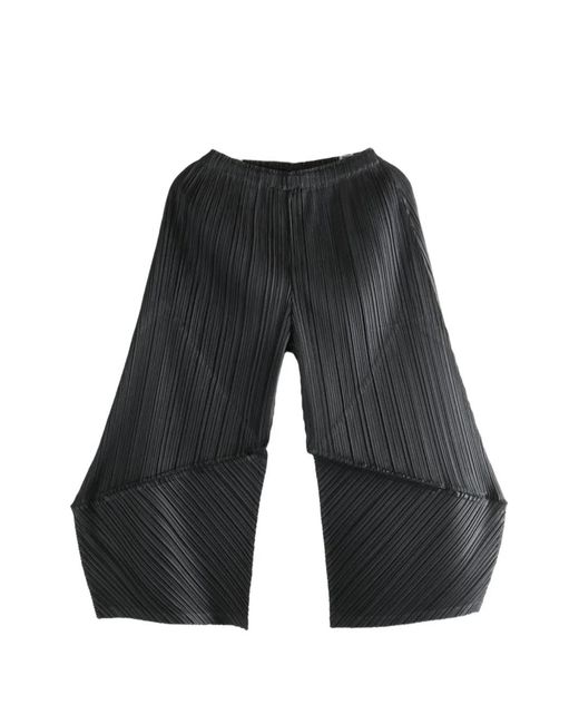 Pleats Please Issey Miyake White Pleated Trousers