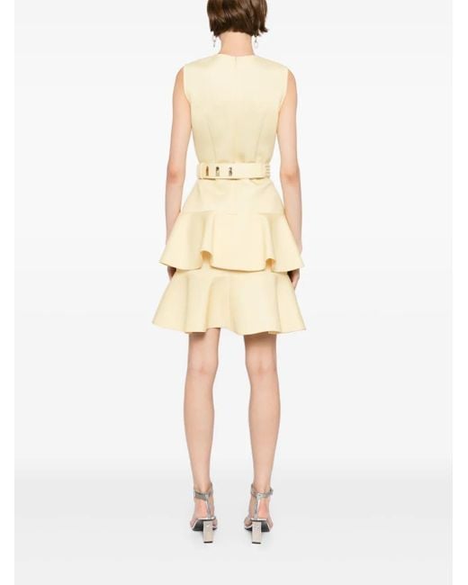Saiid Kobeisy Natural Ruffled Mini Dress