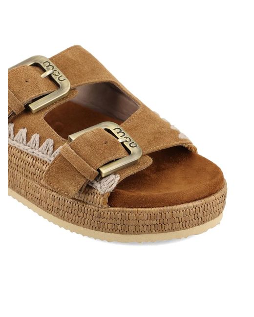 Mou Brown Buckle Detail Sandals