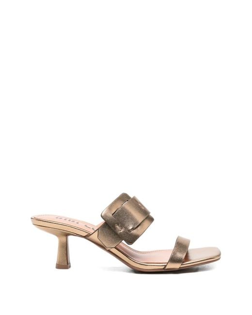 Bibi Lou Brown Buckle-Strap Mules