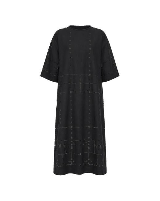 Antipast Black Robe Mi-Longue Évasée À Broderie Anglaise