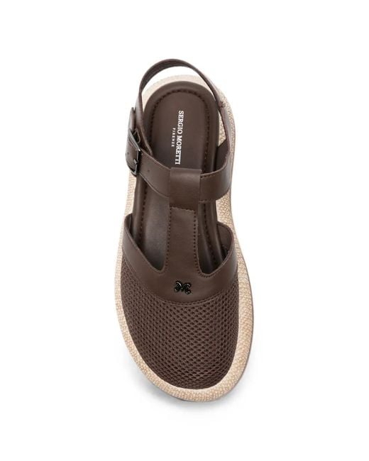 SERGIO MORETTI FIRENZE Brown Mesh-Panelled Platform Sandals