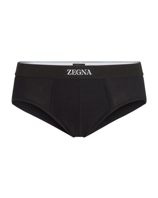 Zegna Black Logo-Waistband Briefs for men