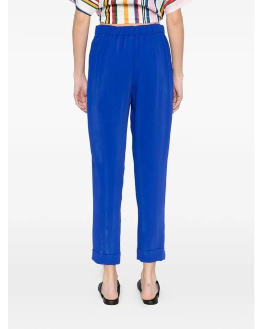 P.A.R.O.S.H. Blue Cady Cuffed Trousers