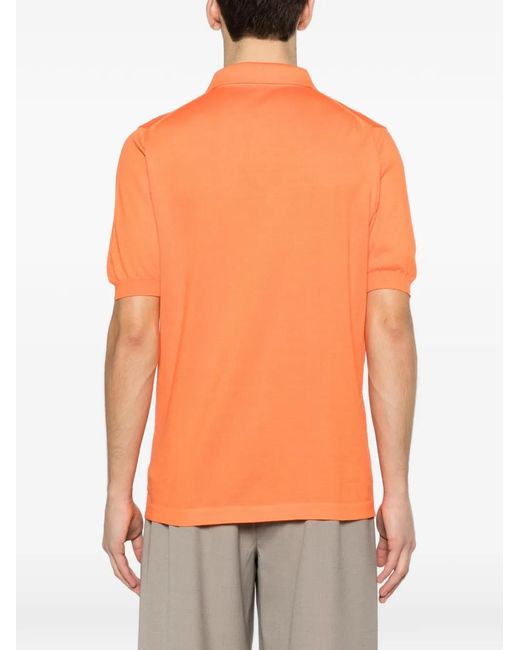 Kiton Orange Buttoned Polo Shirt for men