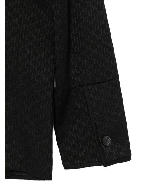 Karl Lagerfeld Black Monogram-Pattern Notched-Lapel Blazer for men