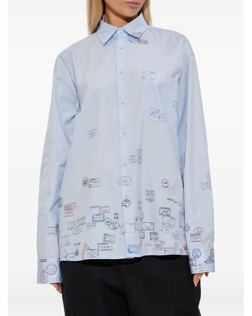 Vetements Blue Passport-Stamp Print Shirt