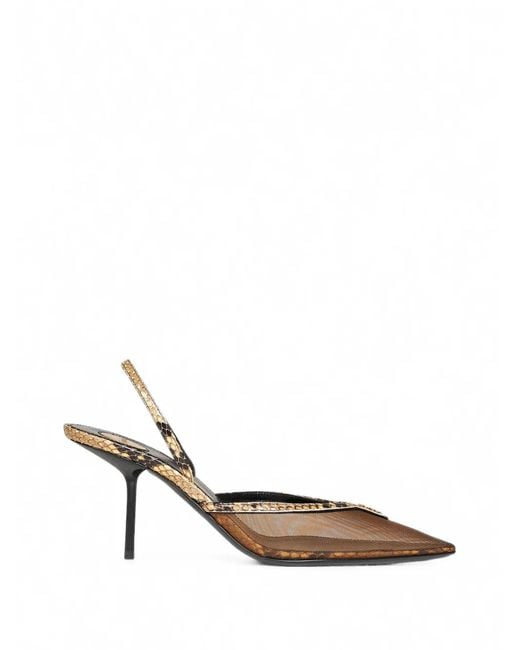Saint Laurent White Folie Slingback Pumps