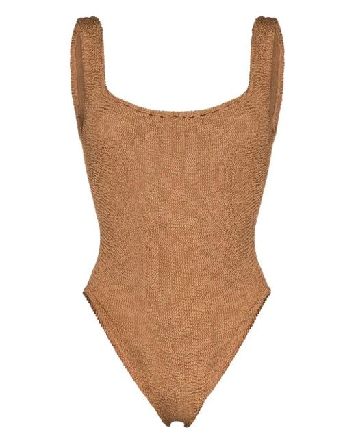 Hunza G Brown Square-Neck Swimsuit