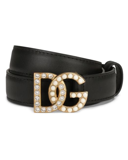 Dolce & Gabbana Leren Riem Met Logo in het Black