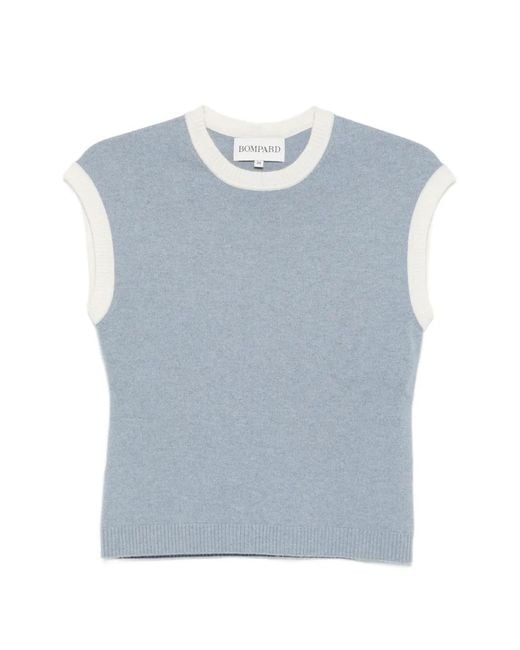 Bompard Blue Contrast-Trim Cashmere Vest