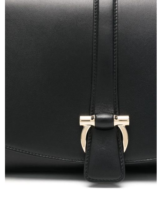 Ferragamo Black Gancini-Buckle Shoulder Bag