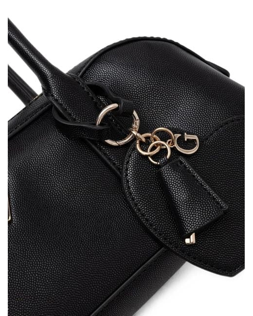 Guess Black Isobel Logo-Plaque Pebbled-Effect Tote Bag