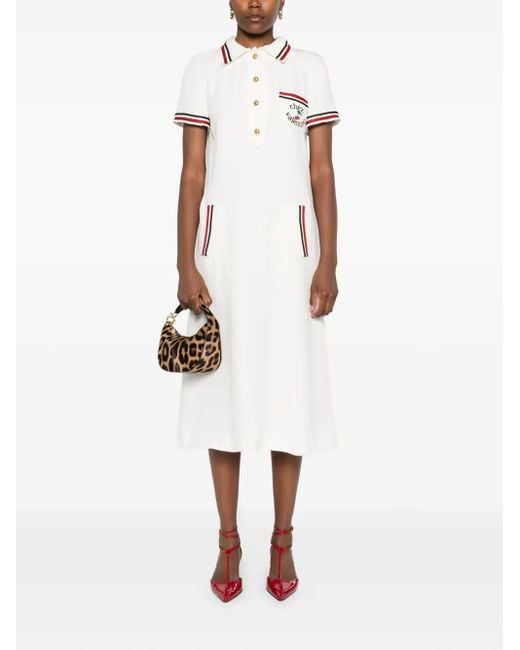 Valentino Garavani White Cherry-Embellished Polo Midi Dress