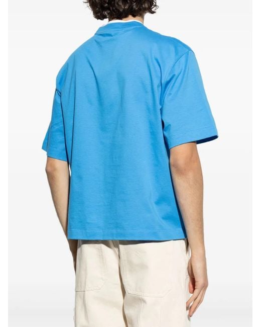 Versace Blue Medusa-Embroidered T-Shirt for men