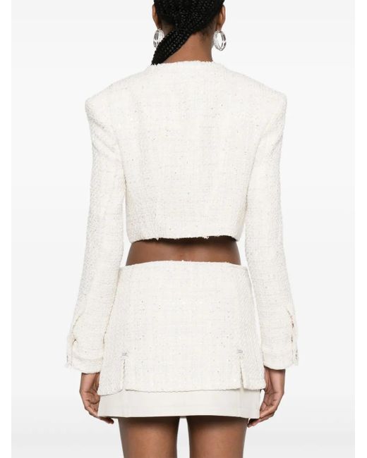 Gcds White Cropped Tweed Jacket