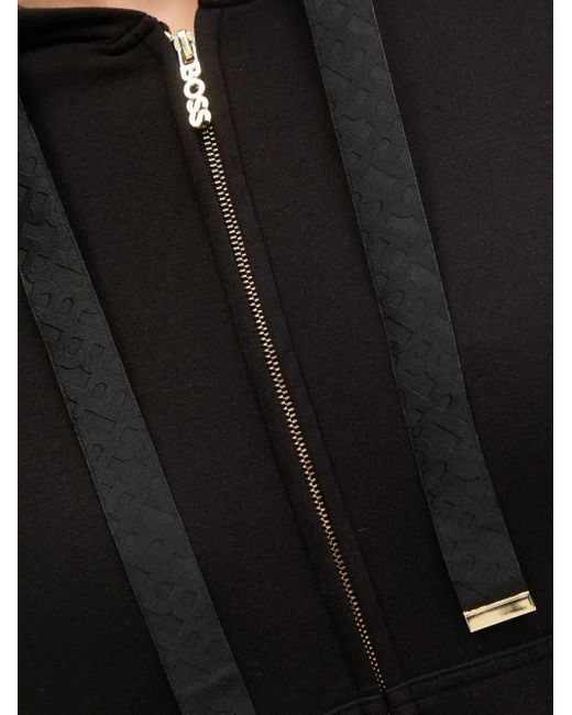 Boss Black Logo-Detail Zip-Up Hoodie