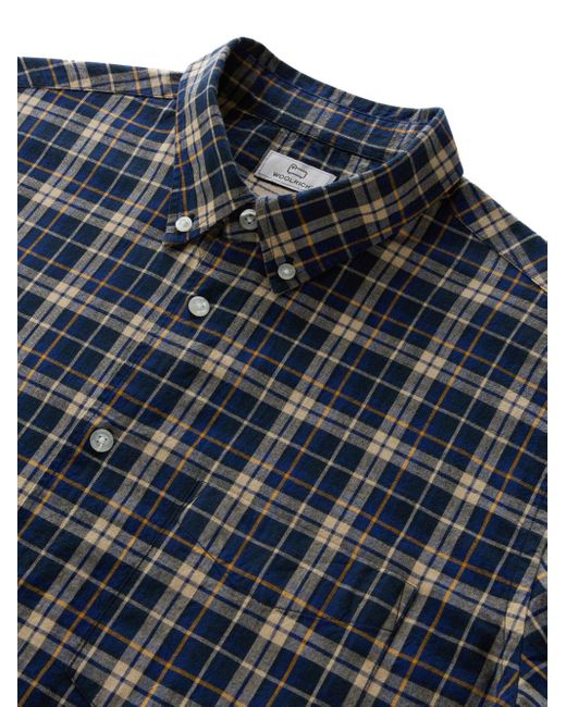 Woolrich Blue Madras Cotton Shirt for men