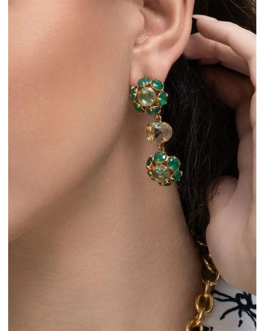Bounkit Green Odessa Amethyst Onyx Earrings