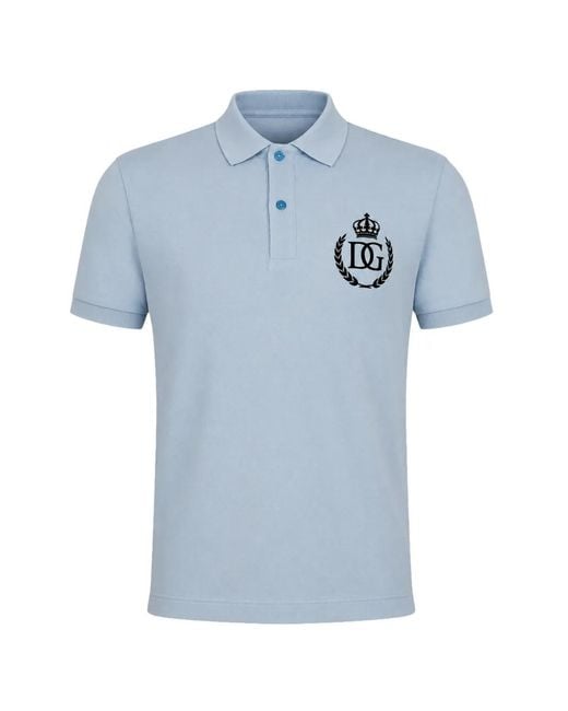Dolce & Gabbana Blue Logo-Embroidered Polo Shirt for men