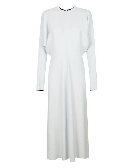 Victoria Beckham White Long-Sleeve Midi Dress