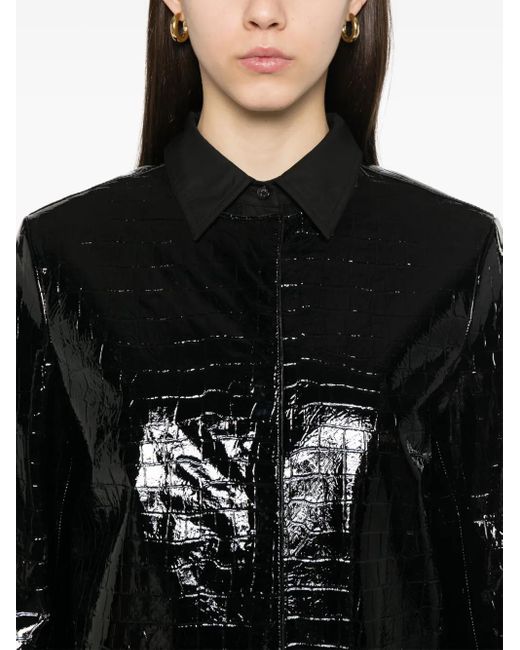 Totême  Black Crocodile-Embossed Coat