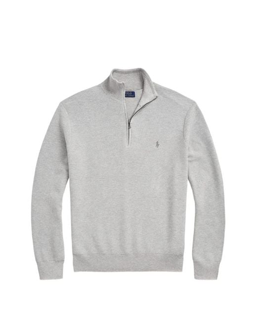 Polo Ralph Lauren Gray Long-Sleeve Zip-Fastening Sweater for men