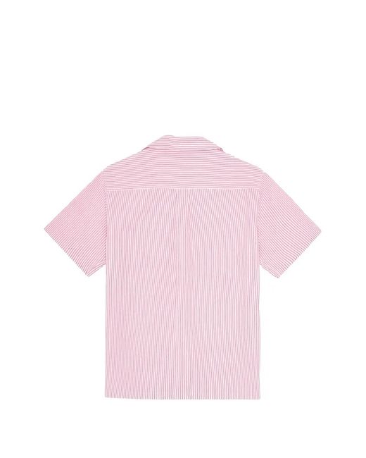 Les Deux Pink Lukas Striped Short-Sleeved Shirt for men