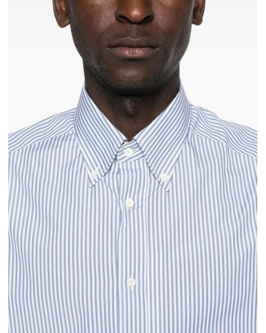 Brunello Cucinelli Blue Striped Shirt for men
