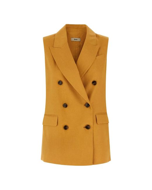 Herno Yellow Double-Breasted Waistcoat
