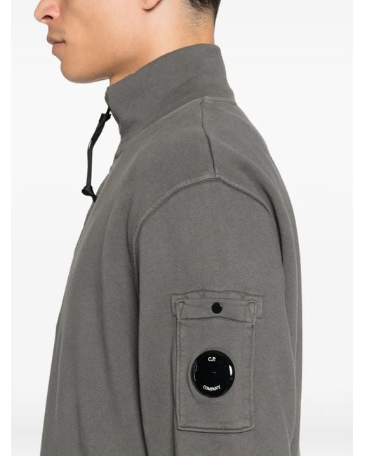 C P Company Gray Half-Zip Pocket Sweatshirt for men