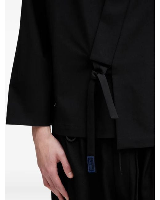 KENZO Black Wrap-Style Long-Sleeve Jacket