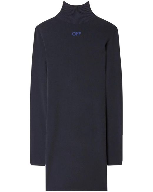 Off-White c/o Virgil Abloh Blue Intarsia-Knit Minidress