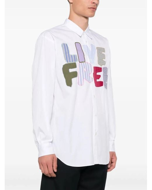 Comme des Garçons White Patch-Lettering Shirt for men