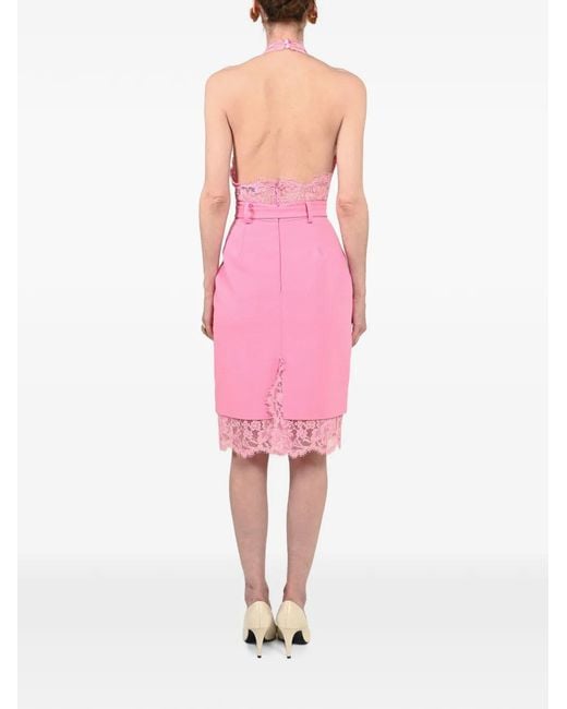 ROWEN ROSE Pink Lace Halterneck Bodysuit