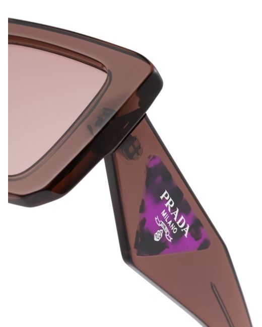 Prada Brown Eckige Sonnenbrille mit Logo-Schild