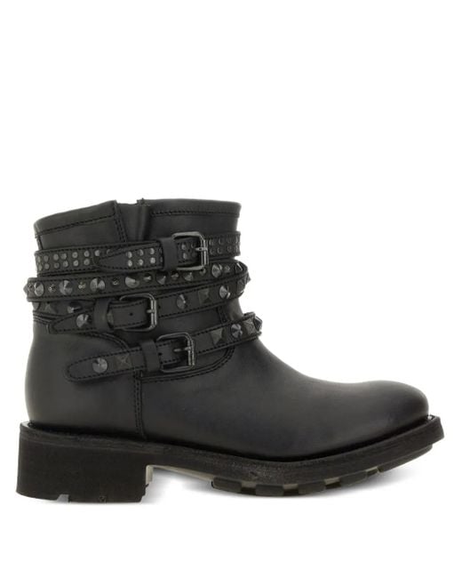 Bottines En Cuir À Détails De Clous Ash en coloris Black