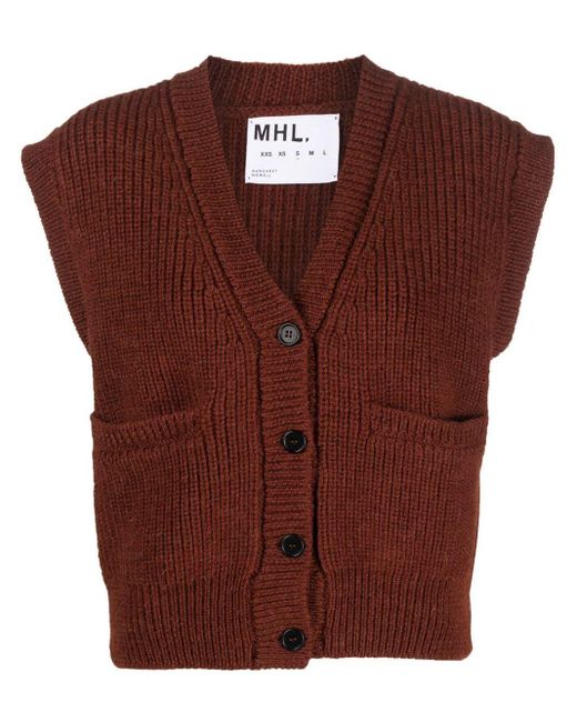Margaret Howell Ribbed-knit Short-sleeve Vest in Red | Lyst
