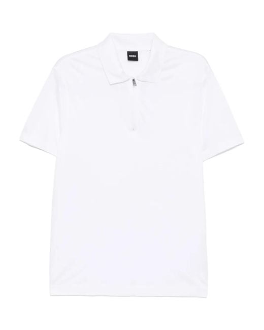 Boss White Short-Sleeved Polo Shirt for men