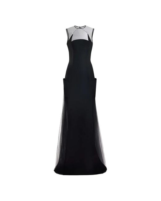 Gemy Maalouf Black Open-Back Structured Maxi Dress
