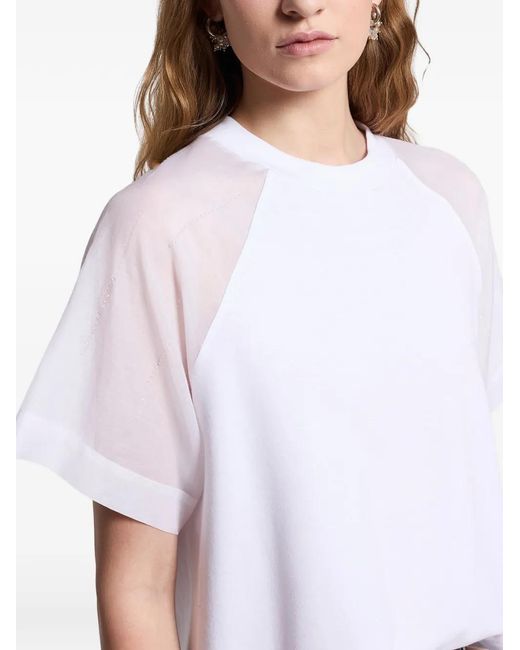 Peserico White T-Shirt À Manches Transparentes