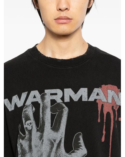 WARMAN Black Graphic-Print T-Shirt for men