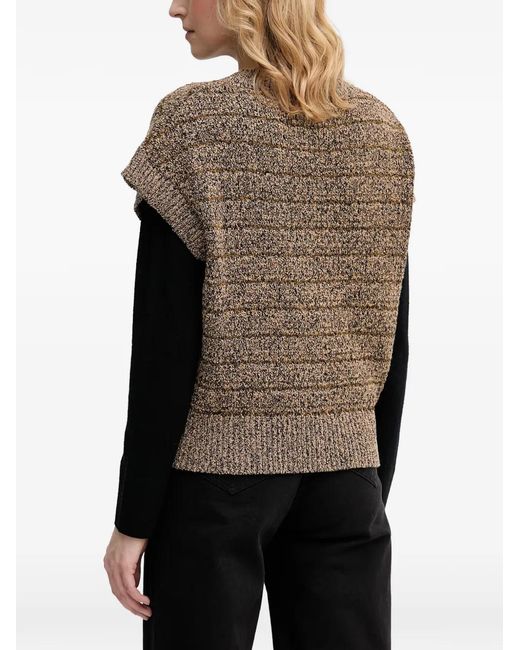 Sisley Black Striped V-Neck Sweater Vest