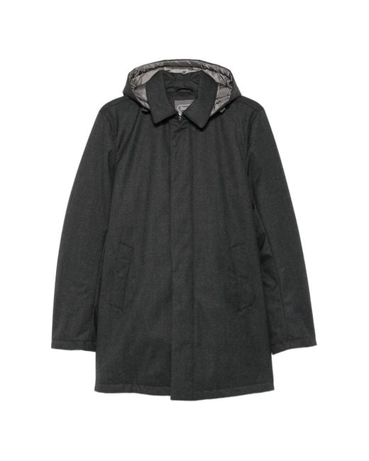 Herno Gray Hooded Padded Coat for men
