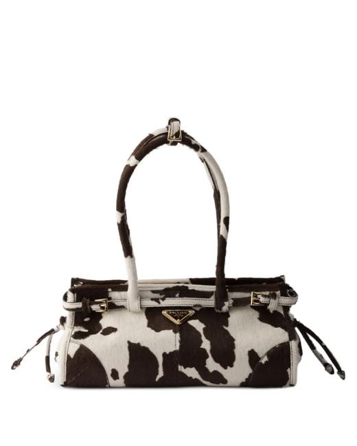 Prada White Bonnie Medium Printed Leather Handbag