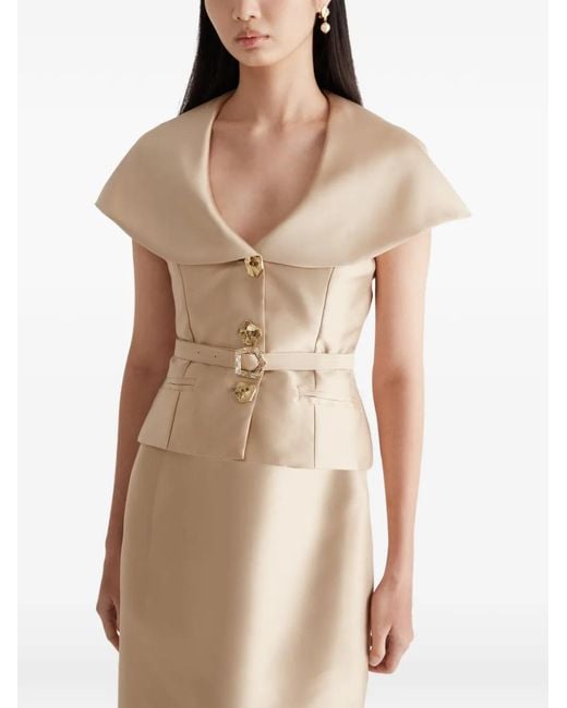 Violante Nessi White Manuela Belted Silk-Mikado Maxi Dress